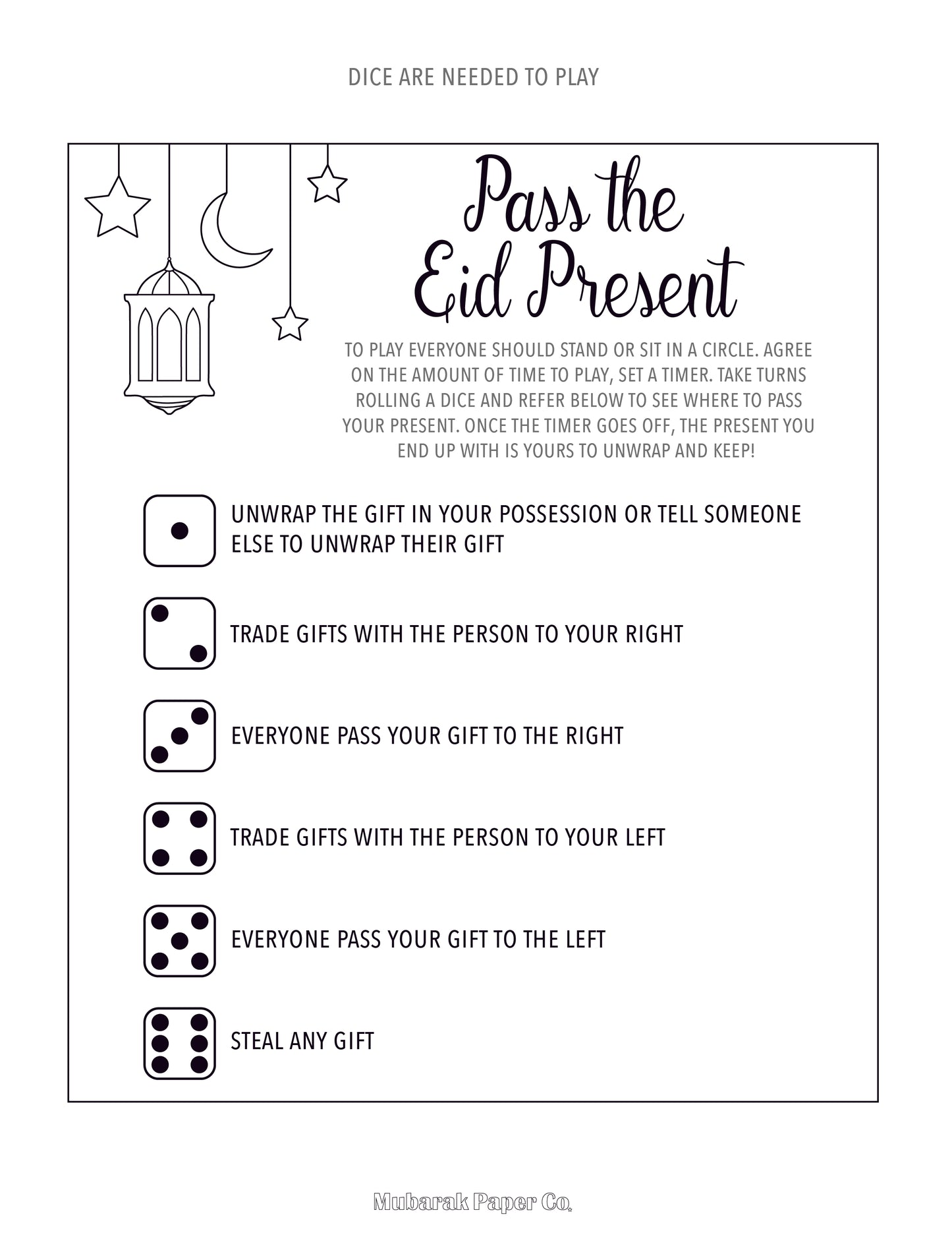 Pass the Eid Gift Rules